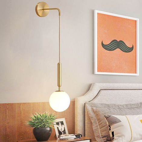 Applique Murale Interieur, Lampe Murale LED avec abat-jour en verre Lampe Murale ，pour chambre à coucher, chevet, couloir, hall d'entrée [Classe énergétique A]（N'inclut pas la source de lumière）