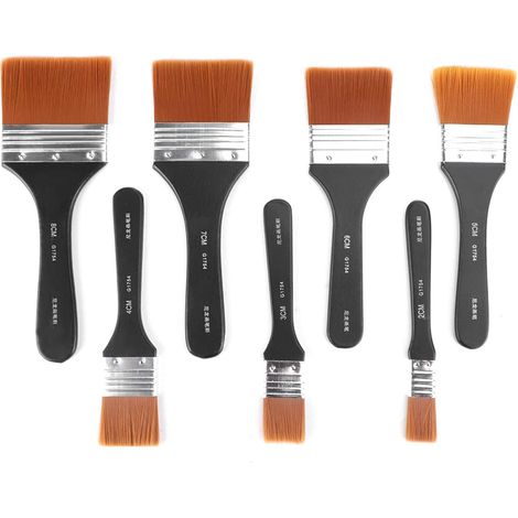 Pinceau, ensemble de pinceaux avec manche noir, pinceaux plats pour peinture à l'huile peinture acrylique 7 pièces (1/5)