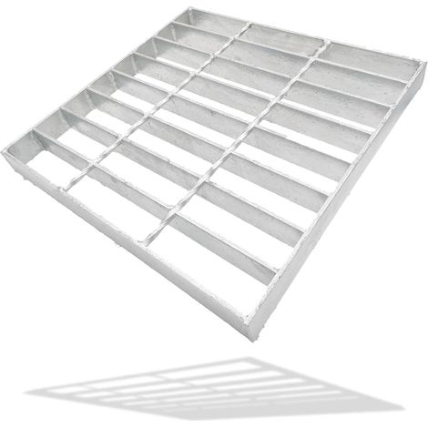 Grille Drainage Acier Galvanisé pour Caniveau Allée 298 x 298 mm Grille de drainage robuste B125 pour extérieur, garage et cour, acier galvanisé à chaud antirouille, carré, rectangle (1/5)