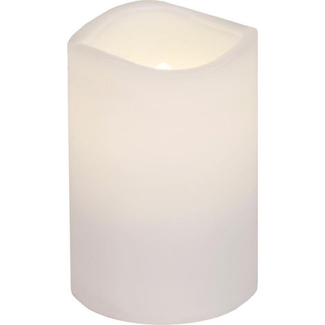Star Trading Bougie Paul, bougie ronde, blanche, LED, minuterie, blanc chaud, extérieur, 11,5 cm