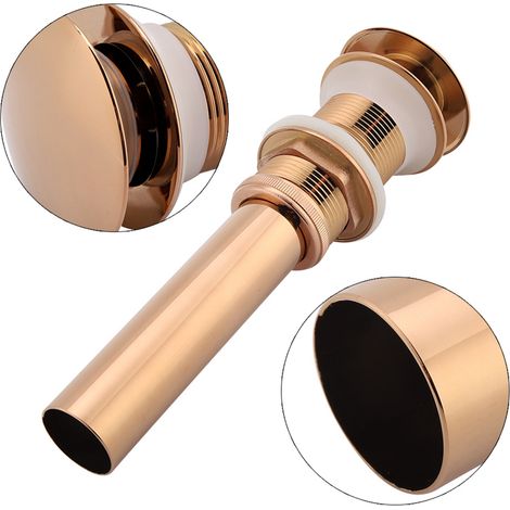 G1 1/4" Robinetterie de Lavabo en Laiton avec Mécanisme Pop-Up Sans Trop-plein (Or Rose) (1/5)