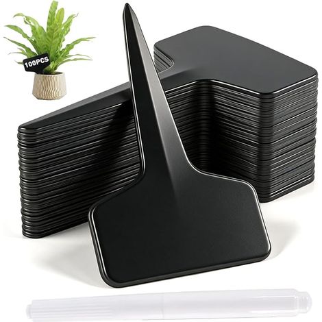 Etichette per piante in PVC etichette da giardino pennarello etichette da appendere etichette per orti etichette impermeabili nere (1/5)