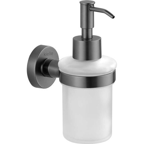 kielle Oudee - Dispenser di sapone con supporto, vetro satinato/gun grey 40102037 (1/5)