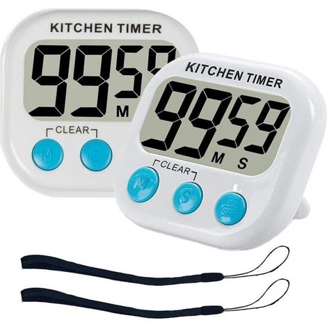 Minuteur de Cuisine, minuteries magnétiques numériques avec Alarme Forte et Grand écran LCD, 2 pièces