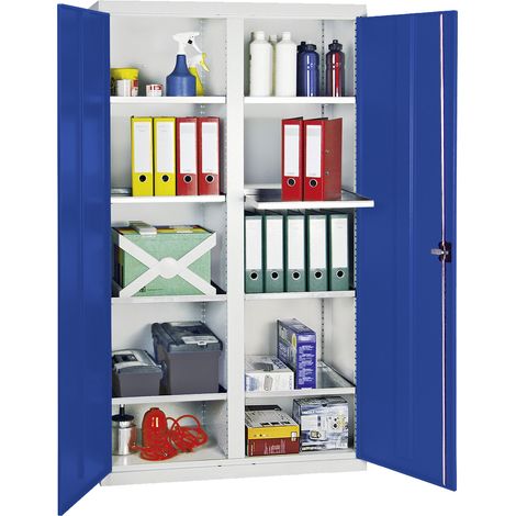 Stumpf Armoire à outils et matériaux Série 3000 gris clair / bleu gentiane + 8 étagères extractibles - 3004074