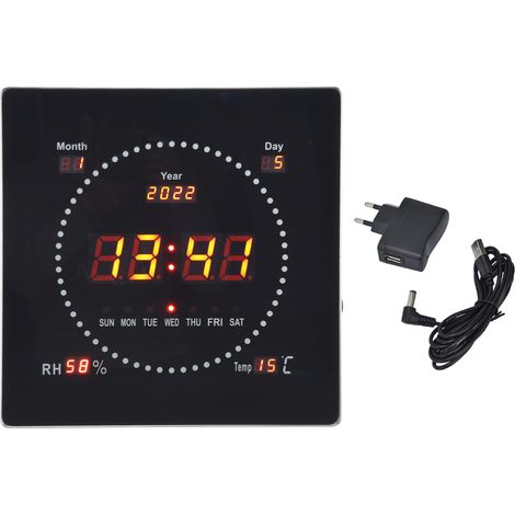 Horloge Murale Numérique LED Grande avec Calendrier et Alarme - 100‑240V, Design pour Maison, Prise EU (1/5)
