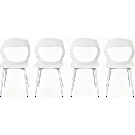 Sillas de comedor blancas de PP y metal, 4 unidades, diseño ergonómico (1/5)