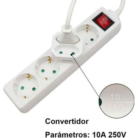 Adaptateur Plat - 2 Prises Schuko - 2300 W - 10 A - 250 V - Blanc - 2 Pièces (1/4)