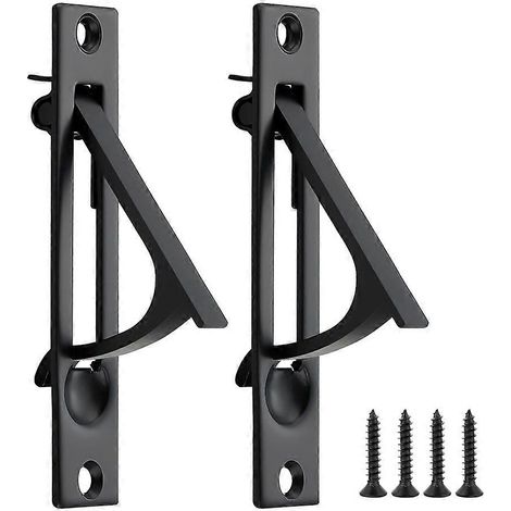 Lot de 2 poignées de porte coulissante à galandage, finition affleurante, noir mat (1/5)