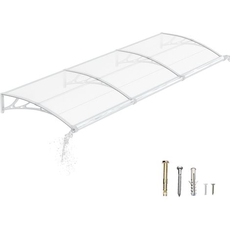 Auvent de Porte d’Entrée 80 × 300 cm, Marquise de Porte Extérieur en Polycarbonate, Abri Anti-Pluie et Anti-UV pour Maison, Balcon et Terrasse (1/5)