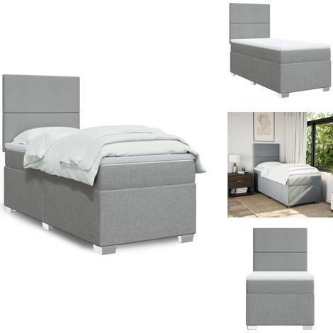 Sommier à lattes de lit avec matelas gris clair 80x200 cm tissu - Lit Double - Literie - Matelas À Ressorts Ensachés - Têted Lit Ajustable - Surmatelas (1/5)