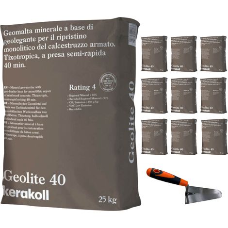 Geomalta minerale tixotropica 10 sacchi da 25 kg cazzuola punta tonda 16 cm (1/5)