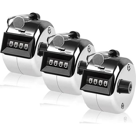 Lot de trois compteurs manuels métalliques quatre chiffres pour comptage de personnes golf et tricot accessoire pratique (1/5)