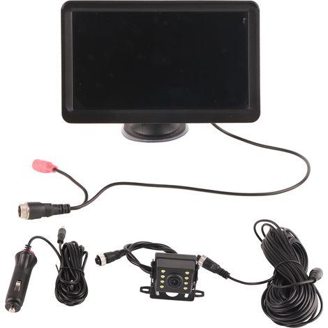 Caméra de recul pour véhicule avec écran 7 pouces, 8 LED infrarouges, étanche IP69K, angle de vision de 130°, pour voiture, camping-car, camion et SUV. (1/5)