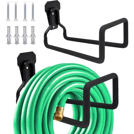 (2 Stück) Gartenschlauchhalter – Schlauchaufroller, robuste Metall-Wandhaken für Garten, Garage und Hof (1/5)