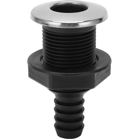 Drain de coque traversant pour bateau, 3/4 pouces, droit, noir, avec couvercle en acier inoxydable 316, pour yachts et navires. (1/4)