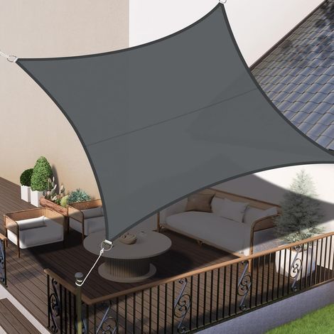 Voile d'ombrage 2x2m Rectangulaire Imperméable à l'eau PES Toile d'ombrage Anthracite avec 95% de Protection UV pour Patio Extérieur Jardin (1/5)