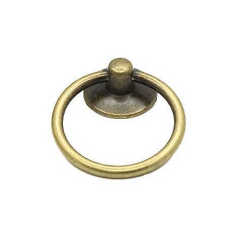 royaluxe - 12PCS Vintage Cabinet Ring Knobs Round Antique Drawer Pulls Handle for Door Placard Drop Dresser Single Hole (Green Bronze), (1/5)