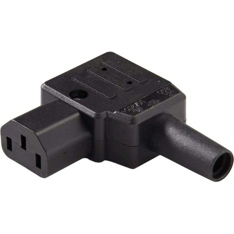 Conector alimentacion C13 IEC acodado hembra (1/4)