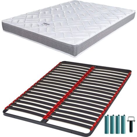 Matelas mousse + Sommier métal C39 140x190 Morgan - Hauteur 17 cm - Soutien ferme (1/5)