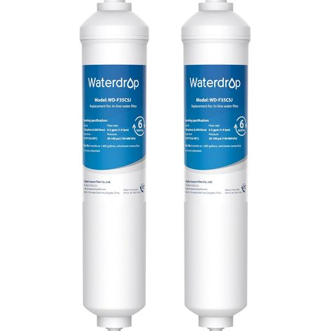 Waterdrop Filtre à Eau Remplacement pour Samsung® DA29-10105J, HAFEX/EXP, DA2010CB, DA99-02131B, LG® Filtre à Eau en Ligne (2 Pack)
