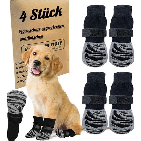 Lot de quatre chaussettes antidérapantes pour chien taille XL chaussures d hiver pour protection des pattes
