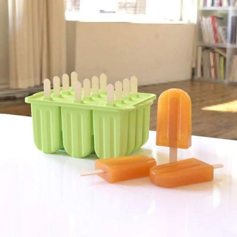 moules à crème glacée en Silicone,sans BPA,à dégagement facile,avec 50 bâtonnets,12 pièces- green[A9657]
