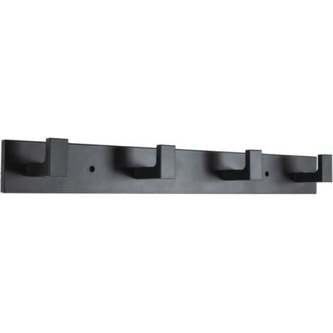 Wall-mounted coat rack, 4 wall hooks, stainless steel wall-mounted coat rack, heavy-duty wall-mounted coat rack with hooks (glossy black, 4 hooks) (1/4)
