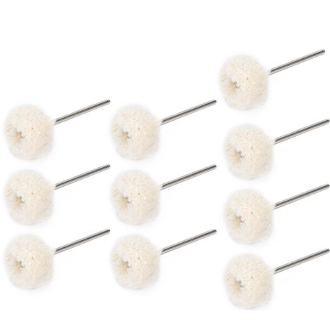 Lot de 10 meules coton polissage dentaire, kit embout feutre pour perceuse, bijoux montre, accessoire ponçage finition (1/5)