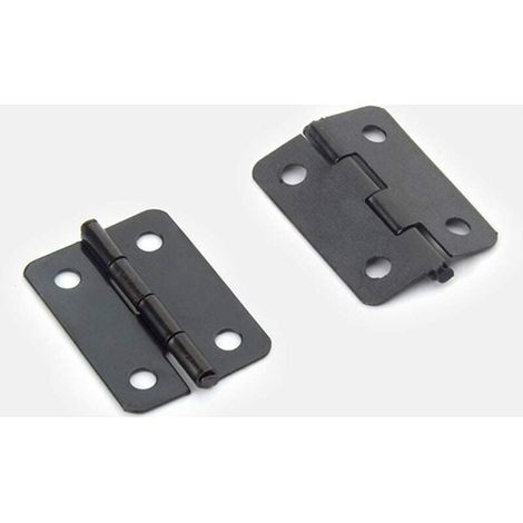 4 pièces 1 pouce noir prix unique mini miniature petite charnière noir arrondi fer charnière noir cuivre charnière pour boîte en bois,Pour meubles de maison, portes et fenêtres, etc. (1/4)