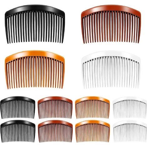 Lot de 12 peignes à cheveux français avec pinces latérales torsadées, peignes décoratifs en plastique pour femmes, accessoires de coiffure avec dents, pinces latérales torsadées, cheveux fins (23 dent (1/4)