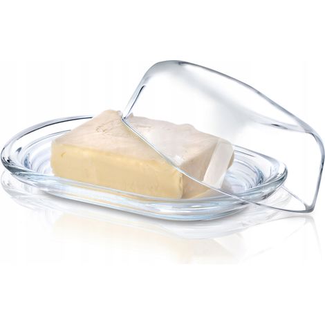 KADAX Butterdose aus Glas, hochwertige, klassische Butterschale, transparent