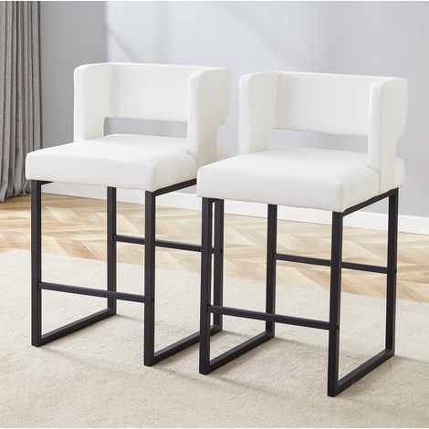 Set di 2 sgabelli da bar bianchi e neri, seduta imbottita 91,4 cm DESVIAE (1/5)