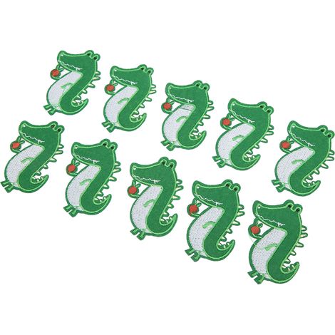 10pcs Iron Patches Cotton Material Green Animal Pattern Cartoon Style DIY Making Embroidered Patch for Clothes (1/5)