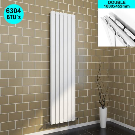 ELEGANT White Radiator Vertical Double Flat Panel High Thermal Conductivity Radiators 1800x456mm Suitable for Many Rooms
