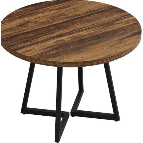 Mesa de comedor redonda industrial 80 cm MDF y metal HOMVRA (1/5)