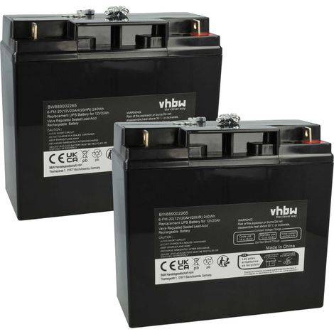 vhbw 2x Battery Replacement for AGM10 for UPS (20 Ah, 12 V, AGM)