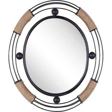 Wall Mirror MOULINS 50 cm 55 cm Metal Black