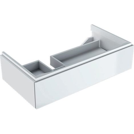 Meuble bas pour lavabo Geberit Xeno²avec plage de dépose,avec un tiroir: Largeur 88cm, Hauteur 22cm, Profondeur 46.2cm, Blanc / Laqué ultra-brillant, Largeur de lavabo:90cm
