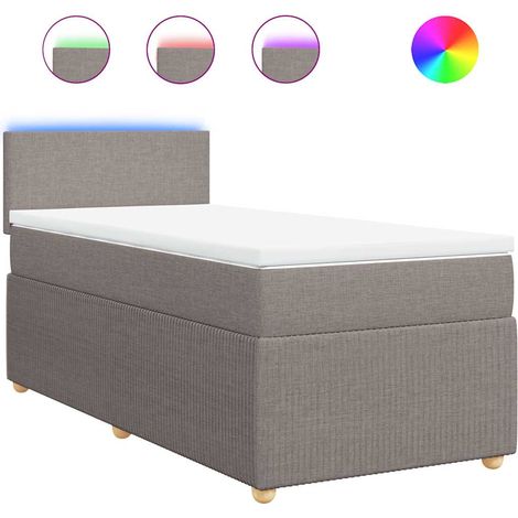 Maison Exclusive - Cama box spring con colchón tela gris taupe 90 (1/5)