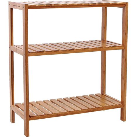Etagère de salle de bains - 3 étagères - 60x66x26 cm - bambou (1/4)