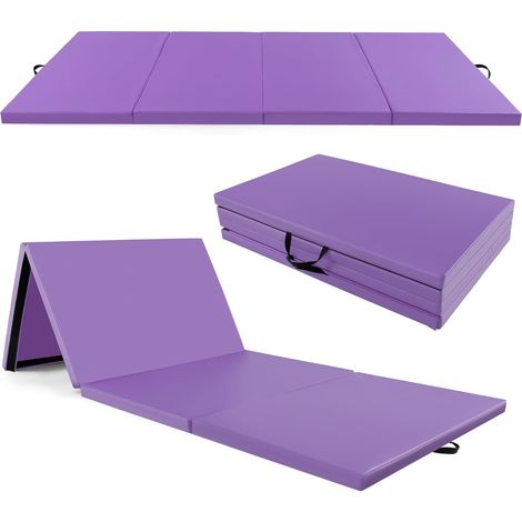 COSTWAY Tappetino Palestra Pieghevole a 4 Pannelli, Tappetino Ginnastica 300 x 117 x 5 CM con Maniglie e Chiusure a Strappo, per Ginnastica, Yoga e Stretching (1/5)