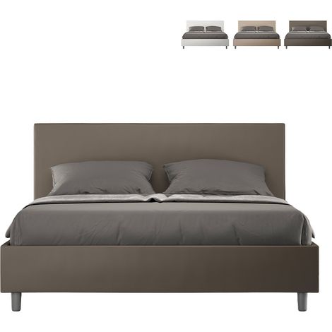Letto matrimoniale con rete imbottito 160x190 similpelle cappuccino Adele (1/5)