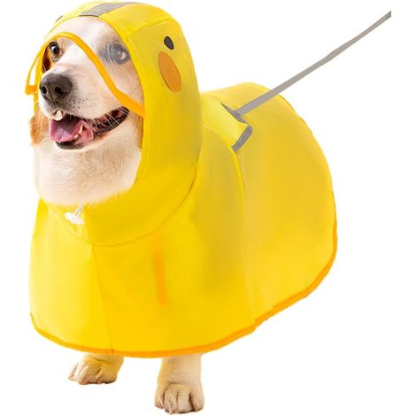Dog Raincoats Yellow Puppy Rain Poncho with Reflective Strip (1/5)