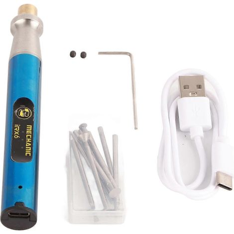 Stylo à graver miniature rechargeable sur batterie avec 3 réglages de vitesse pour la découpe et la gravure (3,6 V CC)