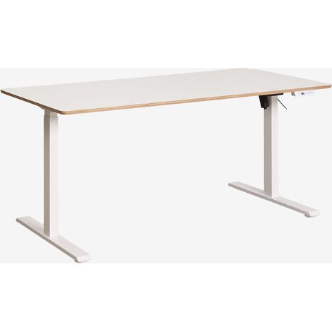 SKLUM Elektrisch höhenverstellbarer rechteckiger Schreibtisch mit Speicherfunktion aus Holz und Eisen Serpi  &x2194&xFE0E 160 cm            Weißholz                     