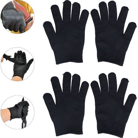 2 paires de gants de protection renforcés en fil d'acier de niveau 5, résistants aux coupures, aux entailles, aux perforations et aux éraflures, gants d'autodéfense, gants renforcés anti-couteaux (1/5)