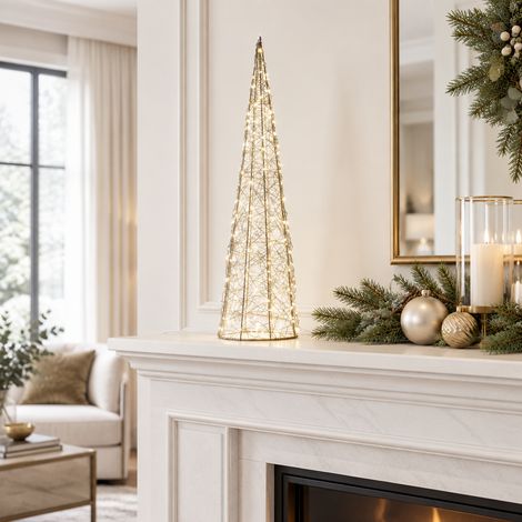 Albero decorativo cono con luci Led calde con modalità accensione per decorazione natalizia -60 cm (1/4)