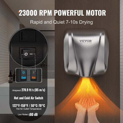 Seche Main Électrique 1300 W Sèche-mains Automatique Commercial (1/5)