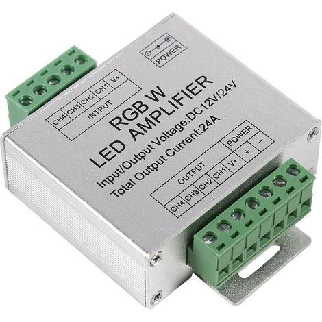 Amplificateur LED 12-24V 24A – signal RGBW – 4 canaux – contrôleur bande LED – boîtier aluminium – GOTOTOP
